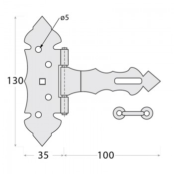 copy of Zawias splatany ze sprężyną - złoty 4 szt - ZSS DMX - 2