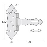 copy of Zawias splatany ze sprężyną - złoty 4 szt - ZSS DMX - 2