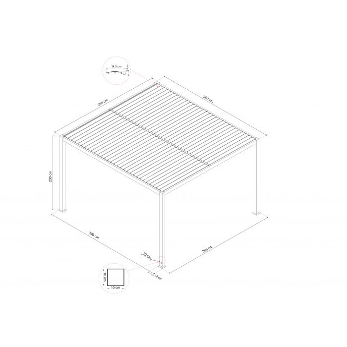 copy of Pergola tarasowa aluminiowa 4x3m Grindi - 9