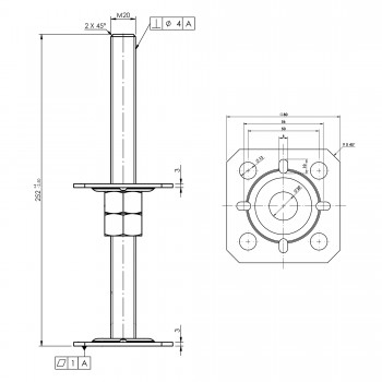 copy of Pfostenträger, höhenverstelbar zum Aufschrauben - PSR 80x250x4,0 GRUNDLINE - 2