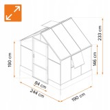 Polykarbonátový zahradní skleník - černý - Lilium I - 190x244cm GRINDI - 2