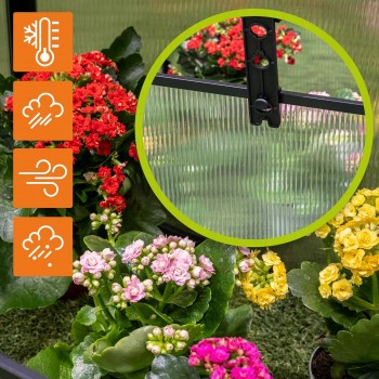 Zahradní mini skleník z polykarbonátu - černý - MAGNOLIA III - 180x51x51 GRINDI - 7