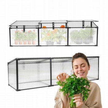 Zahradní mini skleník z polykarbonátu - černý - MAGNOLIA III - 180x51x51 GRINDI - 1