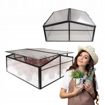 Zahradní mini skleník z polykarbonátu - černý - MAGNOLIA IV - 100x100x48 GRINDI - 1