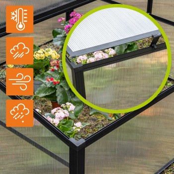 Zahradní mini skleník z polykarbonátu - černý - MAGNOLIA IV - 100x100x48 GRINDI - 8