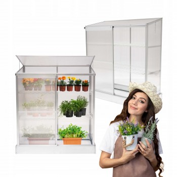 Zahradní skleník ke stěně z polykarbonátu - Hosta - 130x58x140 GRINDI IN THE GARDEN - 1