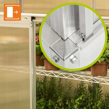 Zahradní skleník ke stěně z polykarbonátu - Hosta - 130x58x140 GRINDI IN THE GARDEN - 7