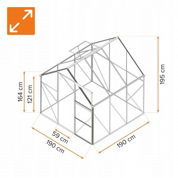 Polykarbonátový zahradní skleník - Viola I - 2x2m GRINDI IN THE GARDEN - 3