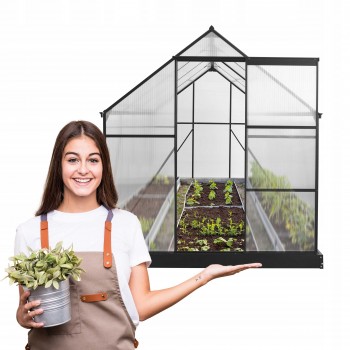 Polykarbonátový zahradní skleník - černý - Viola IV - 3x2m GRINDI - 4