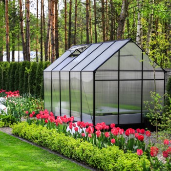 Polykarbonátový zahradní skleník - černý - Viola IV - 3x2m GRINDI - 2