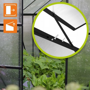 Polykarbonátový zahradní skleník - černý - Viola IV - 3x2m GRINDI - 11