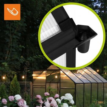 Polykarbonátový zahradní skleník - černý - Viola IV - 3x2m GRINDI - 12