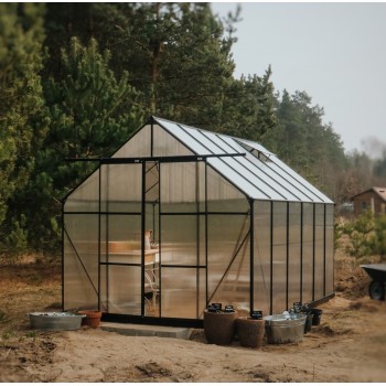 Polykarbonátový zahradní skleník - černý - Verbena I - 3,7x2,4m GRINDI - 3
