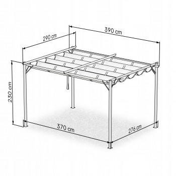 Zahradní terasová pergola - kovová - šedá - Irda II 3x4m GRINDI IN THE GARDEN - 4