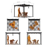 Zahradní terasová pergola - kovová - šedá - Irda I 3x3m GRINDI IN THE GARDEN - 5