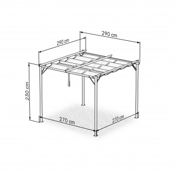 Zahradní terasová pergola - kovová - šedá - Irda I 3x3m GRINDI IN THE GARDEN - 4