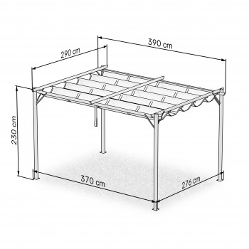 Zahradní terasová pergola - kovová - béžová - Irda II 3x4m GRINDI IN THE GARDEN - 3