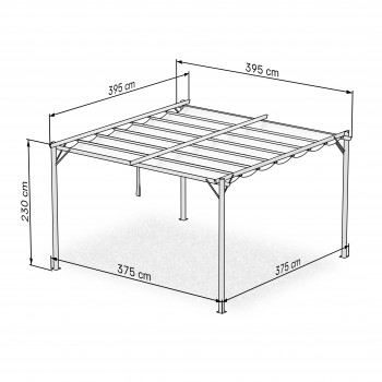 Zahradní terasová pergola - ocelová - šedá - Irda III 4x4m GRINDI IN THE GARDEN - 4
