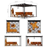 Zahradní terasová pergola - ocelová - béžová - Irda III 4x4m GRINDI IN THE GARDEN - 3