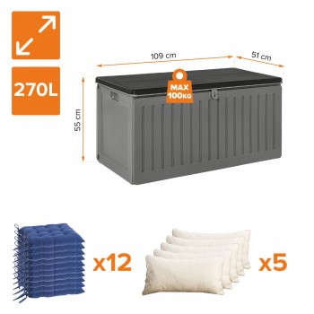 Zahradní box Cygnus - 270 litrů - tmavě šedá GRINDI IN THE GARDEN - 3