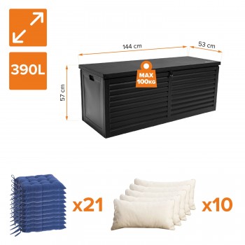 Zahradní box Larus - 390 litrů - černá GRINDI IN THE GARDEN - 3