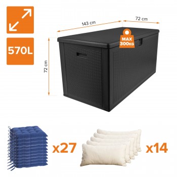 Zahradní box Rissa I - 570 litrů - černá GRINDI IN THE GARDEN - 3