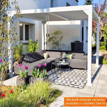 Zahradní terasová pergola - hliníková - bílá - Kea I 3x3m s otvírací střechou GRINDI IN THE GARDEN - 10