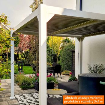Zahradní terasová pergola - hliníková - bílá - Kea VI 4x4m s otvírací střechou GRINDI IN THE GARDEN - 8