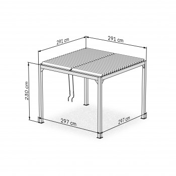 Zahradní terasová pergola - hliníková - bílá - Kea I 3x3m s otvírací střechou GRINDI IN THE GARDEN - 8