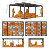 Zahradní terasová pergola - hliníková - bílá - Kea IV 6x4m s otvírací střechou GRINDI IN THE GARDEN - 3