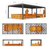 Zahradní terasová pergola - hliníková - šedá - Kea V 8x4m s otvírací střechou GRINDI IN THE GARDEN - 3
