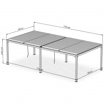 Zahradní terasová pergola - hliníková - bílá - Kea V 8x4m s otvírací střechou GRINDI IN THE GARDEN - 9