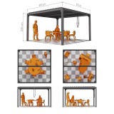 Zahradní terasová pergola - hliníková - bílá - Kea VI 4x4m s otvírací střechou GRINDI IN THE GARDEN - 3