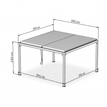 Zahradní terasová pergola - hliníková - bílá - Kea VI 4x4m s otvírací střechou GRINDI IN THE GARDEN - 9
