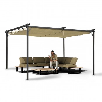 Zahradní terasová pergola - ocelová - béžová - Irda III 4x4m GRINDI IN THE GARDEN - 4