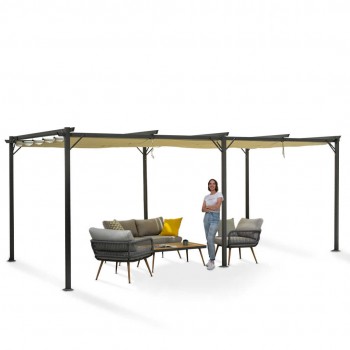 Zahradní terasová pergola - ocelová - béžová - Irda IV 3x6m GRINDI IN THE GARDEN - 5