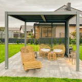 Zahradní terasová pergola - hliníková - šedá - Kea I 3x3m s otvírací střechou GRINDI IN THE GARDEN - 5