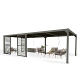 Zahradní terasová pergola - hliníková - šedá - Kea V 8x4m s otvírací střechou GRINDI IN THE GARDEN - 5