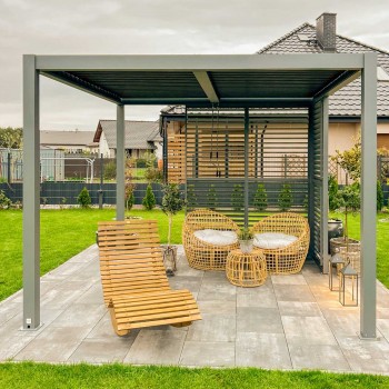Zahradní terasová pergola - hliníková - šedá - Kea VI 4x4m s otvírací střechou GRINDI IN THE GARDEN - 6