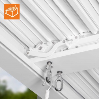 Zahradní terasová pergola - hliníková - bílá - Kea VI 4x4m s otvírací střechou GRINDI IN THE GARDEN - 13