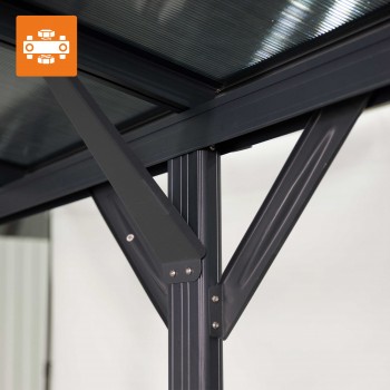 Pergola - přístřešek pro auto - šedá - hliníková - Tilos I - 505x300x220 GRINDI IN THE GARDEN - 12