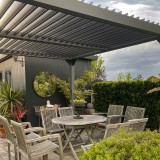 Zahradní terasová pergola - hliníková - šedá - Kea II 3x4m s otvírací střechou GRINDI IN THE GARDEN - 8