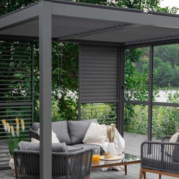 Zahradní terasová pergola - hliníková - šedá - Kea II 3x4m s otvírací střechou GRINDI IN THE GARDEN - 10