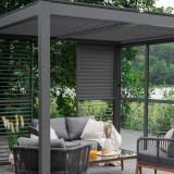 Zahradní terasová pergola - hliníková - šedá - Kea II 3x4m s otvírací střechou GRINDI IN THE GARDEN - 10