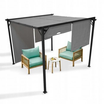 Zahradní terasová pergola - ocelová - šedá - Delos I 2,9x2,9m GRINDI IN THE GARDEN - 2