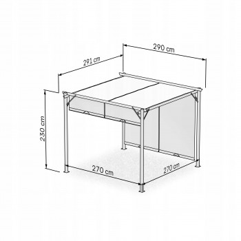 Zahradní terasová pergola - ocelová - šedá - Delos I 2,9x2,9m GRINDI IN THE GARDEN - 3