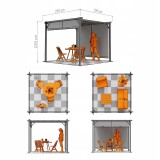 Zahradní terasová pergola - ocelová - šedá - Delos I 2,9x2,9m GRINDI IN THE GARDEN - 4