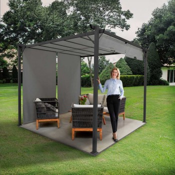 Zahradní terasová pergola - ocelová - šedá - Delos I 2,9x2,9m GRINDI IN THE GARDEN - 6