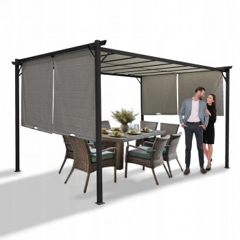 Zahradní terasová pergola - ocelová - šedá - Delos II 2,9x3,9m GRINDI IN THE GARDEN - 2