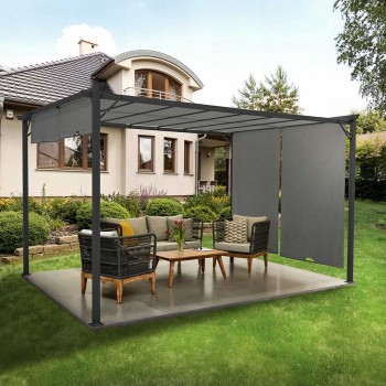 Zahradní terasová pergola - ocelová - šedá - Delos II 2,9x3,9m GRINDI IN THE GARDEN - 6